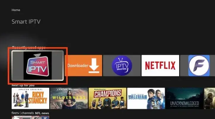Uruchamianie aplikacji Smart IPTV po zainstalowaniu na Firestick.

